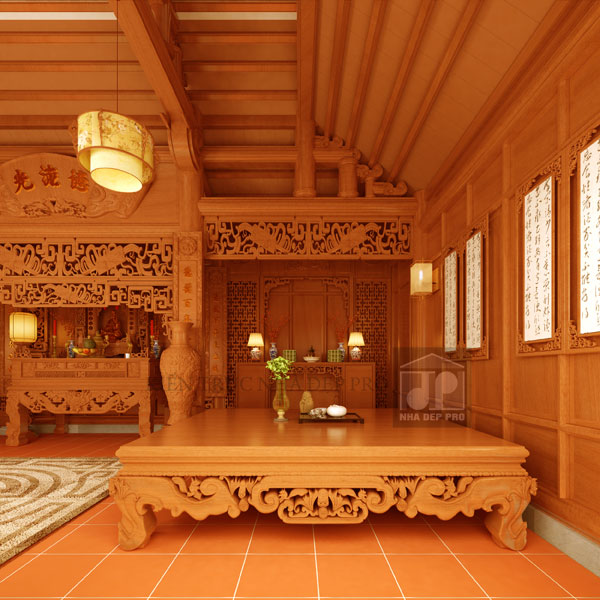 Hình ảnh: Góc bên của nhà gỗ truyền thống.