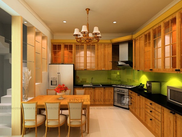 Hình ảnh: Sự phân cách không gian cho nhà bếp gia đình.